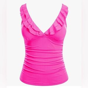 Yonique Women's Tankini Top Only Tummy Control Bathing Suit - Neck- No Bottom